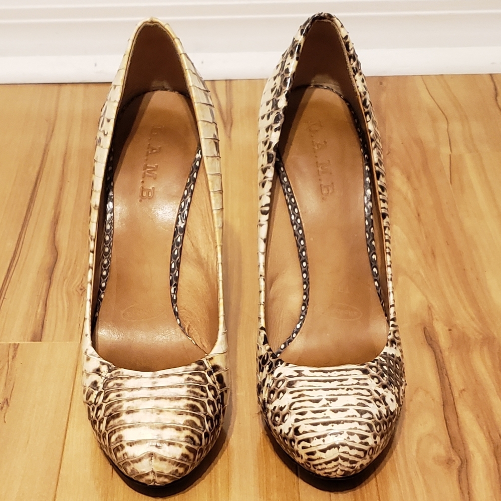 L.A.M.B. SNAKESKIN LEATHER PUMP BEAUTIFUL HIGH HEELS SIZE 7.5
